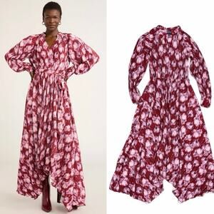 Scoop Plisse Handkerchief Hem Midi Dress